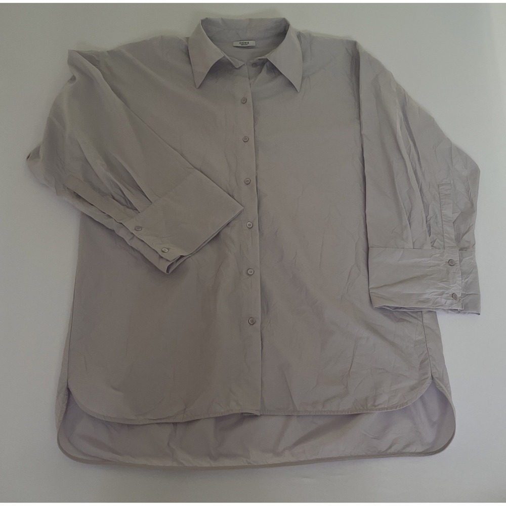 Peserico Women Lilac Cotton Blend Crinkle Button Down Blouse Size IT 46 S06090